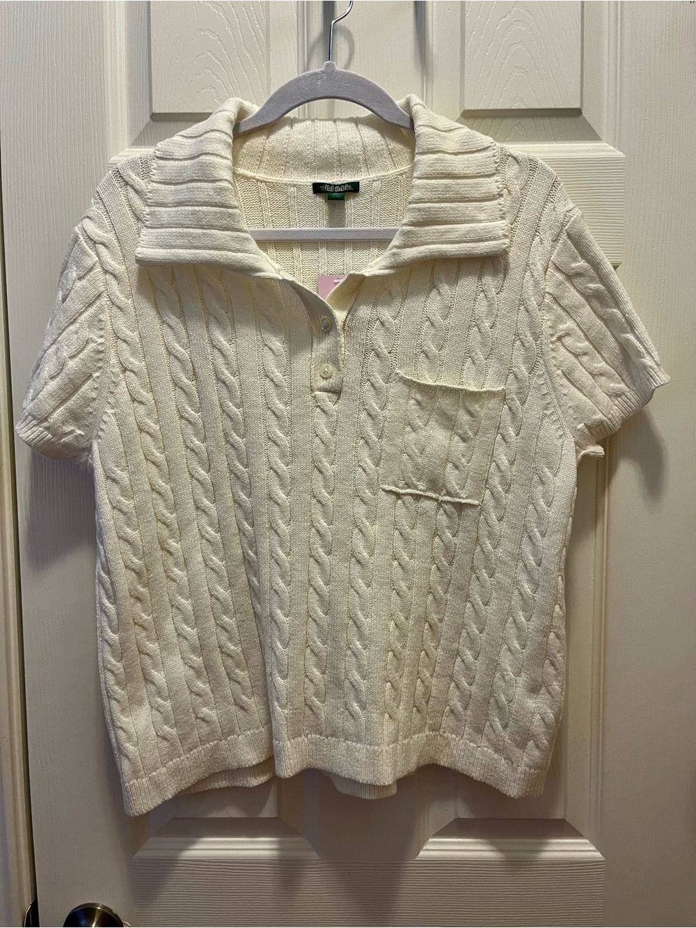 Wild Fable Cream Cable Knit Collared Polo Sweater Top XXL NWT